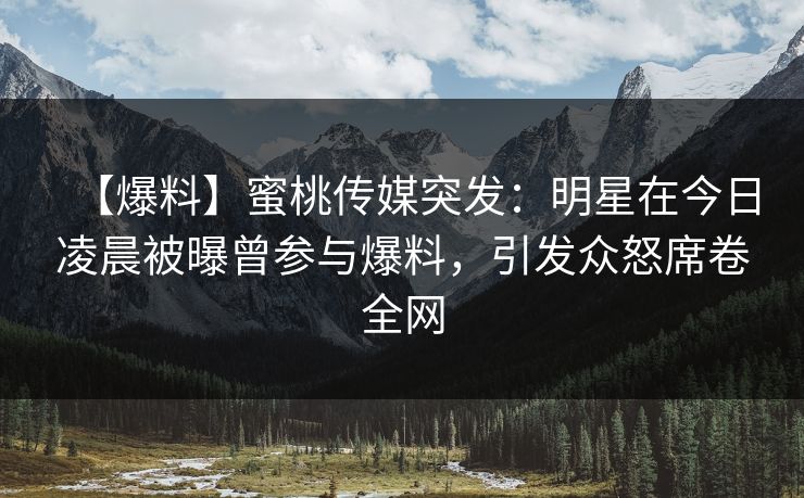 【爆料】蜜桃传媒突发：明星在今日凌晨被曝曾参与爆料，引发众怒席卷全网