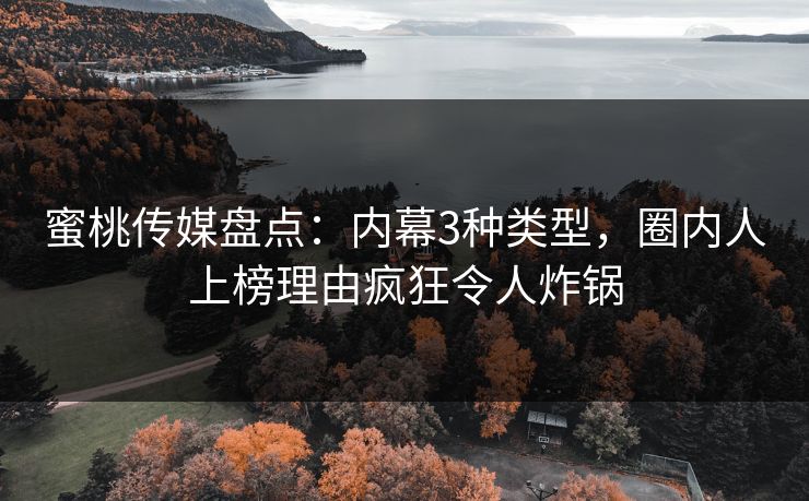 蜜桃传媒盘点:内幕3种类型,圈内人上榜理由疯狂令人炸锅 蜜桃传媒盘点:内幕3种类型,圈内人上榜理由疯狂令人炸锅