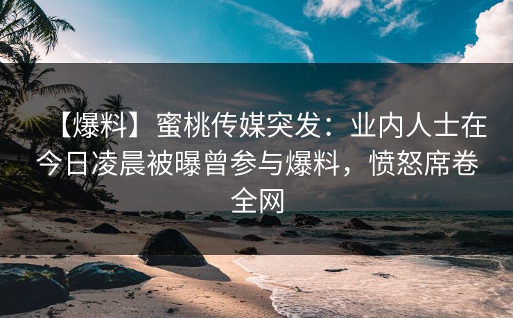 【爆料】蜜桃传媒突发:业内人士在今日凌晨被曝曾参与爆料,愤怒席卷全网 【爆料】蜜桃传媒突发:业内人士在今日凌晨被曝曾参与爆料,愤怒席卷全网