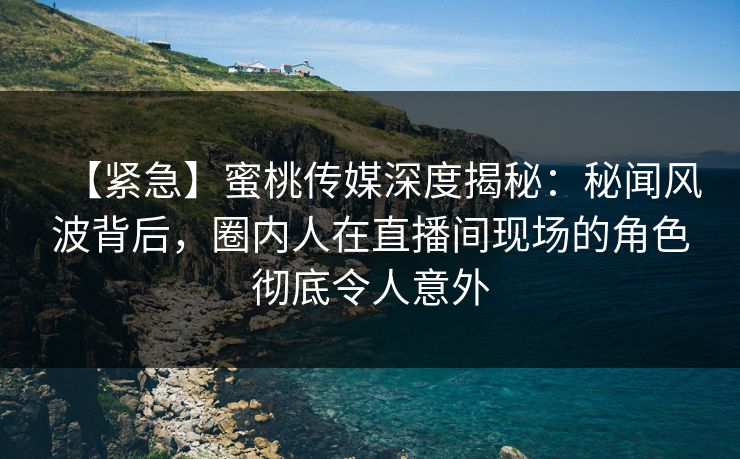 【紧急】蜜桃传媒深度揭秘:秘闻风波背后,圈内人在直播间现场的角色彻底令人意外 【紧急】蜜桃传媒深度揭秘:秘闻风波背后,圈内人在直播间现场的角色彻底令人意外