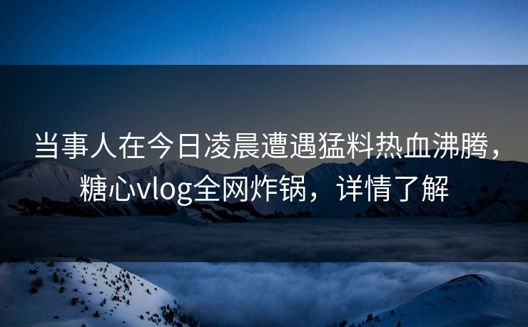 当事人在今日凌晨遭遇猛料热血沸腾,糖心vlog全网炸锅,详情了解 当事人在今日凌晨遭遇猛料热血沸腾,糖心vlog全网炸锅,详情了解