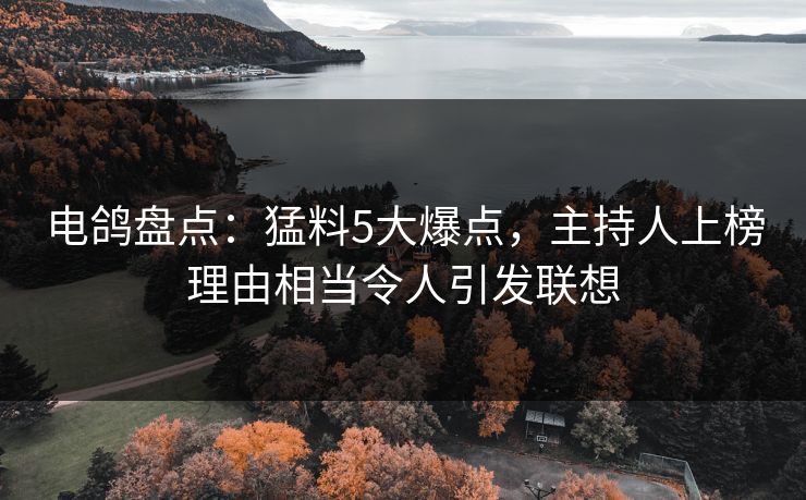 电鸽盘点:猛料5大爆点,主持人上榜理由相当令人引发联想 电鸽盘点:猛料5大爆点,主持人上榜理由相当令人引发联想