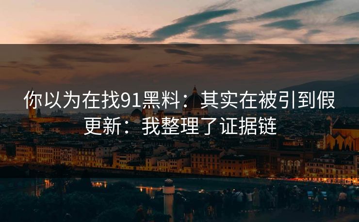 你以为在找91黑料:其实在被引到假更新:我整理了证据链 你以为在找91黑料:其实在被引到假更新:我整理了证据链